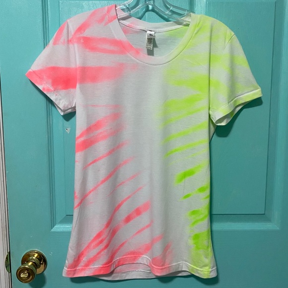 Hand Crafted Tops - Neon tie-dye T-shirt